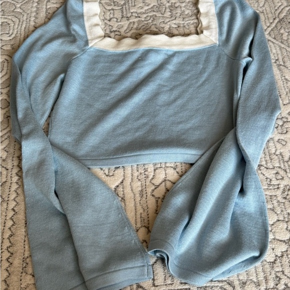 Dee Elly light blue cropped sweater blouse size medium - Picture 5 of 9